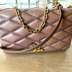 LOUIS VUITTON - Preloved taupe brown Malletage Go-14 Handbag in lambskin leather